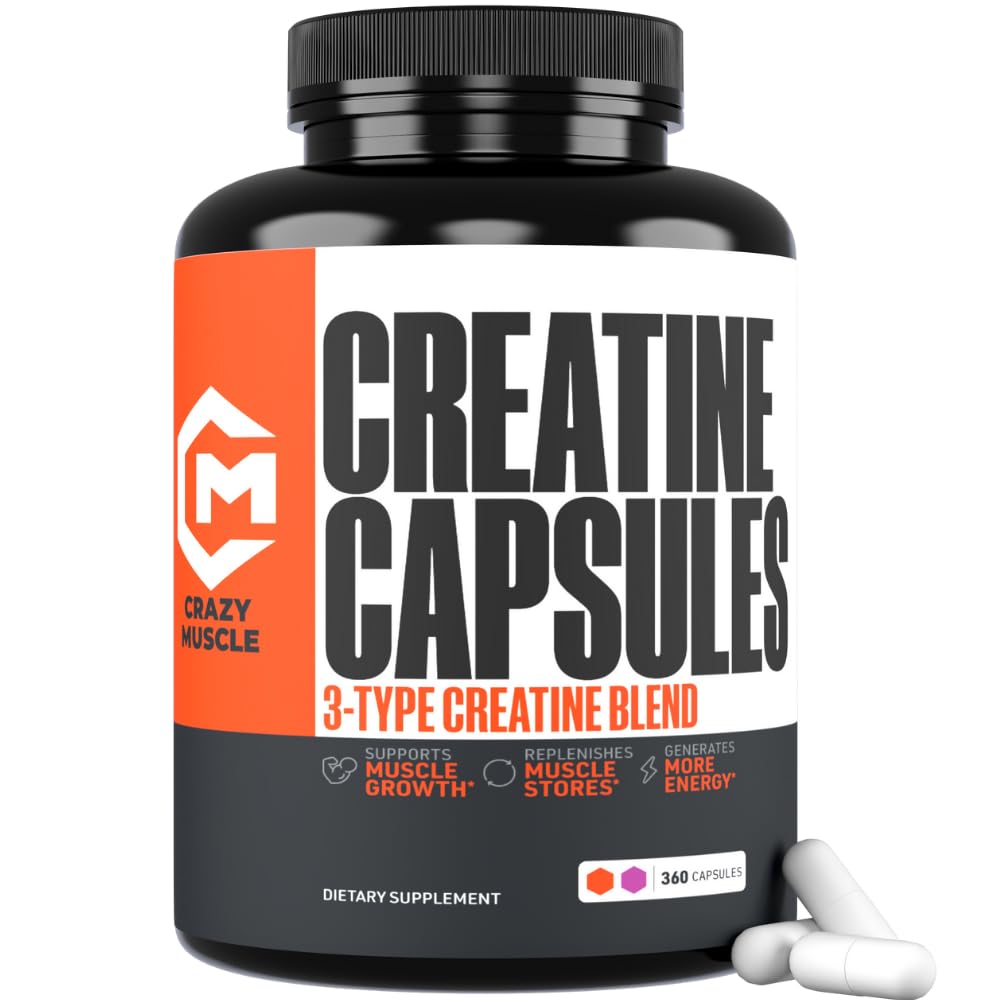 Amazon.com: Crazy Muscle Creatine Capsules, 5g of Premium 3X